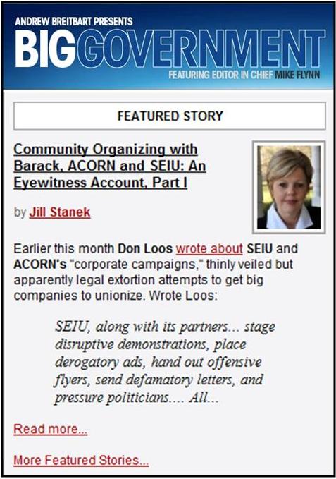 BigGovernment.com, Jill Stanek, SEIU, ACORN, Barack Obama.jpg